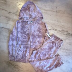 Old Navy girls Purple Tie-Dye zip up hoodie Jogger Set large